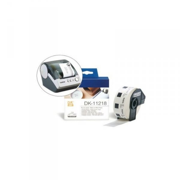 Etykiety do Drukarki Brother DK-11218 Round Labels 24 mm (1000 uds) Biały Czarny
