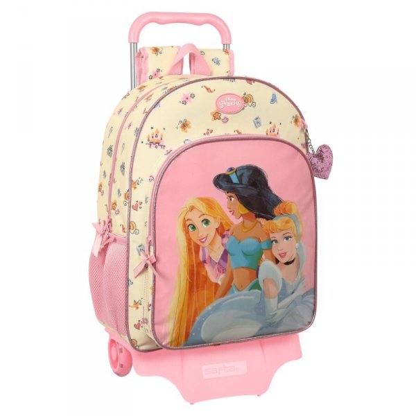 Torba szkolna z kółkami Princesses Disney Magical Beżowy Różowy (33 x 42 x 14 cm)