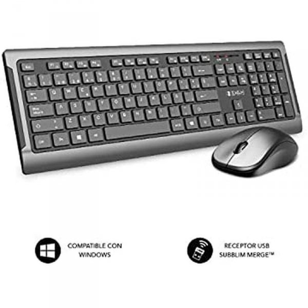 Klawiatura i Myszka Subblim Teclado con ratón inalámbricos Ultra Delgado Silencioso Gris/Negro Premium