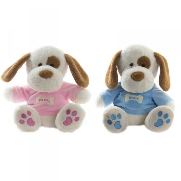 Pluszak DKD Home Decor Niebieski Różowy Poliester Pies (2 pcs) (10 x 10 x 22 cm)