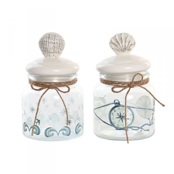 Łódź DKD Home Decor Szkło Niebieski Polietylen Kamionka (11 x 11 x 19 cm) (2 Sztuk)