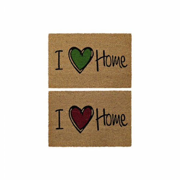 Wycieraczka DKD Home Decor I Love Home Brązowy Czerwony Kolor Zielony PVC Kokos (2 pcs) (60 x 40 x 1.5 cm)