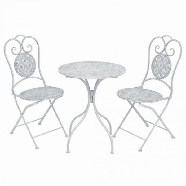 3-cz. zestaw mebli bistro, stal, poszarzana biel
