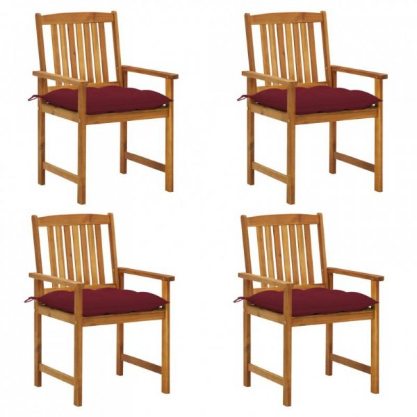 Krzesła ogrodowe z poduszkami, 4 szt., lite drewno akacjowe