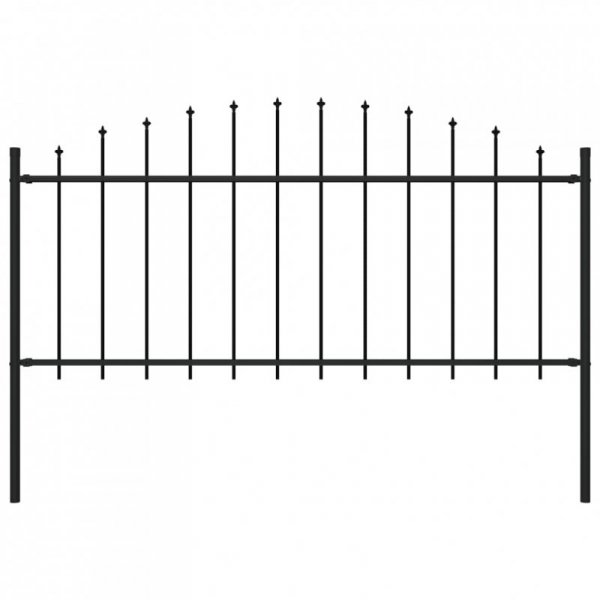 Panel ogrodzeniowy z grotami (0,5-0,75) x 1,7 m, stal, czarny
