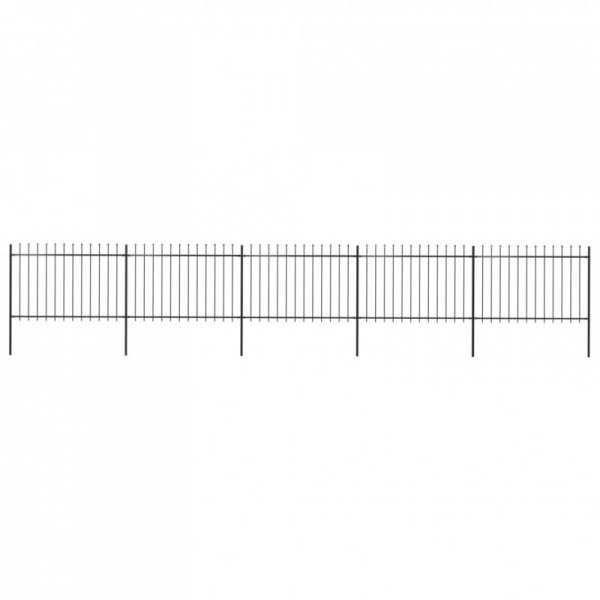 Ogrodzenie z prętów z grotami, stalowe, 8,5 x 1,2 m, czarne