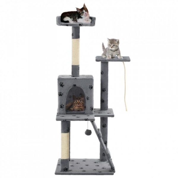 Drapak dla kota ze słupkami sizalowymi, 120 cm, szary w łapki