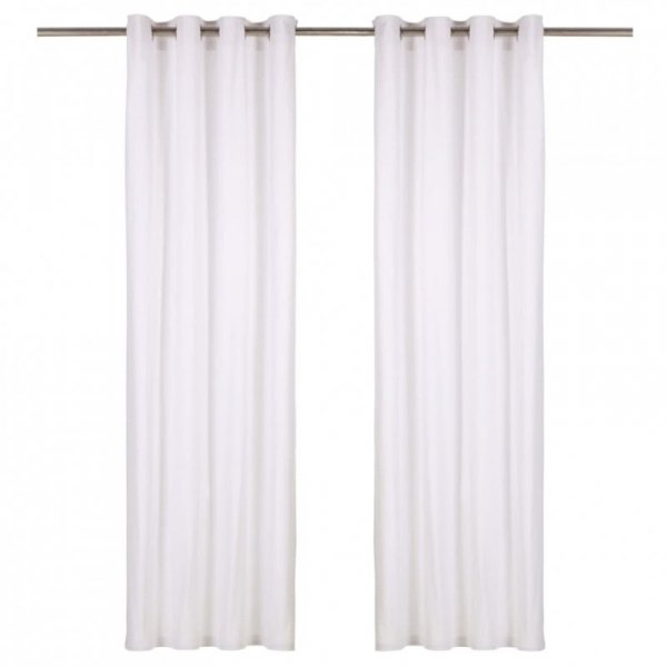 Zasłony, metalowe kółka, 2 szt., bawełna, 140x175 cm, białe