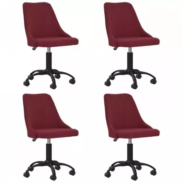 Obrotowe krzesła stołowe, 4 szt., winna czerwień, obite tkaniną