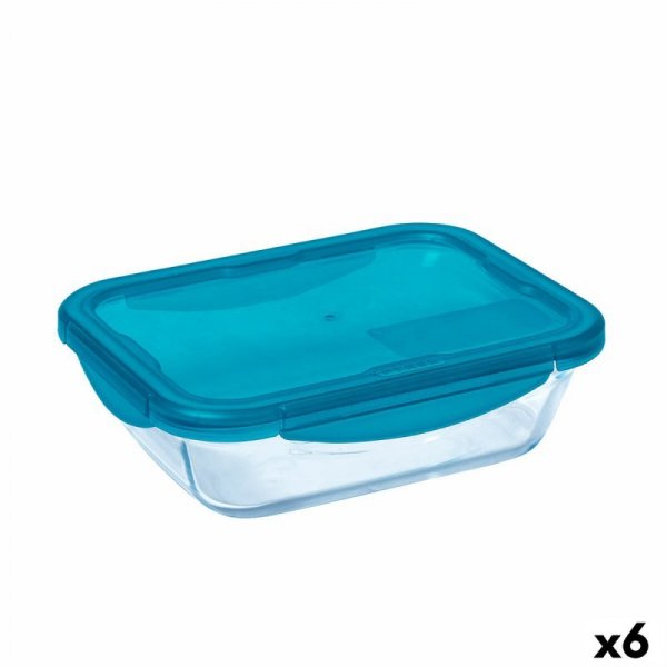 Hermetyczne pudełko na lunch Pyrex Cook & go Niebieski Szkło (800 ml) (6 Sztuk)