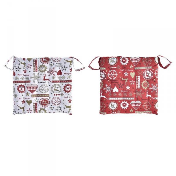 Poduszka na krzesło DKD Home Decor Boże Narodzenie Poliester Bawełna (40 x 40 x 4 cm) (2 Sztuk)