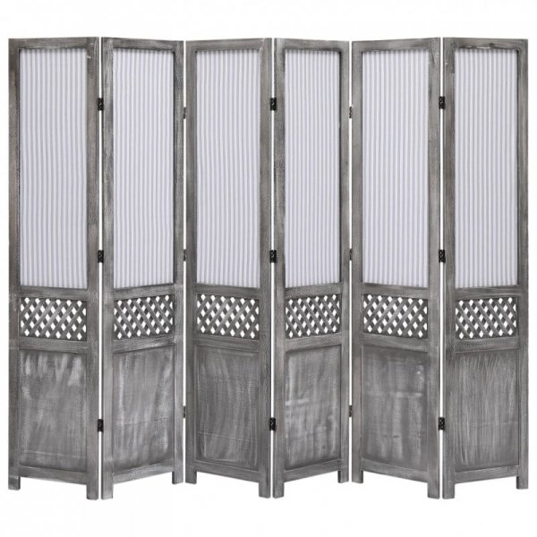Parawan 6-panelowy, szary, 210 x 165 cm, tkanina