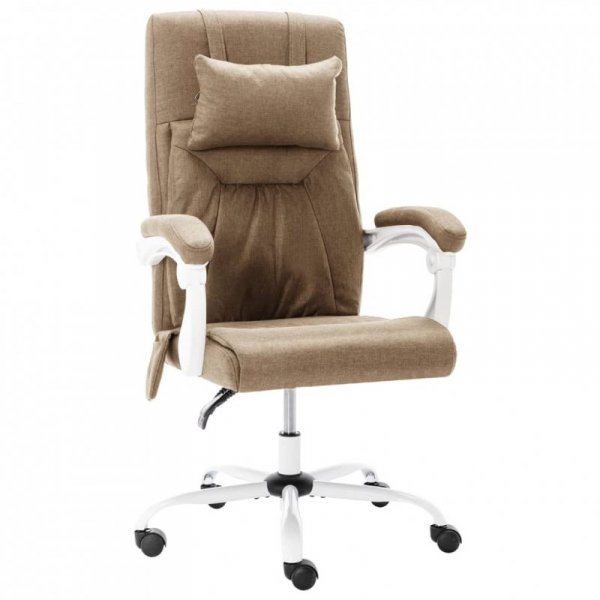 Krzesło biurowe z funkcją masażu, kolor taupe, obite tkaniną