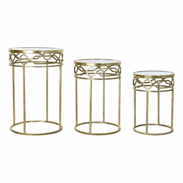 Zestaw 3 stołów DKD Home Decor Lustro Złoty Metal (46 x 46 x 70 cm) (3 pcs)