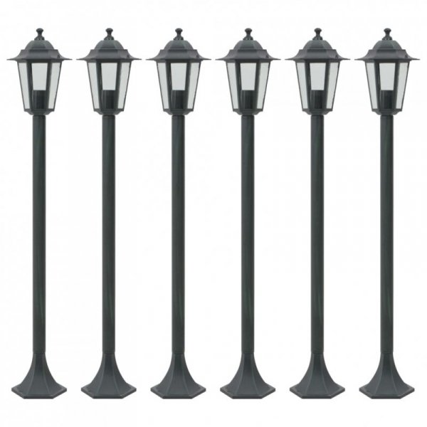 Lampy ogrodowe, 110 cm, E27, aluminium, ciemnozielone, 6 szt.