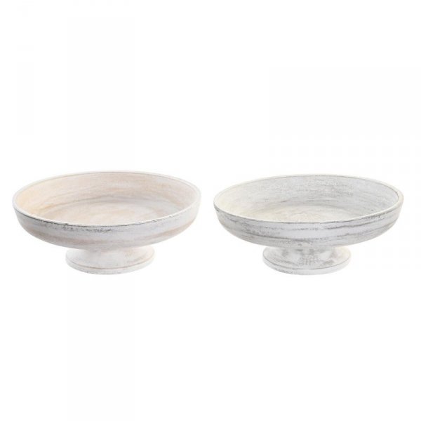 Dekoracja na Stół DKD Home Decor Biały Beżowy Wykończenie antyczne 30 x 30 x 11 cm (2 Sztuk)