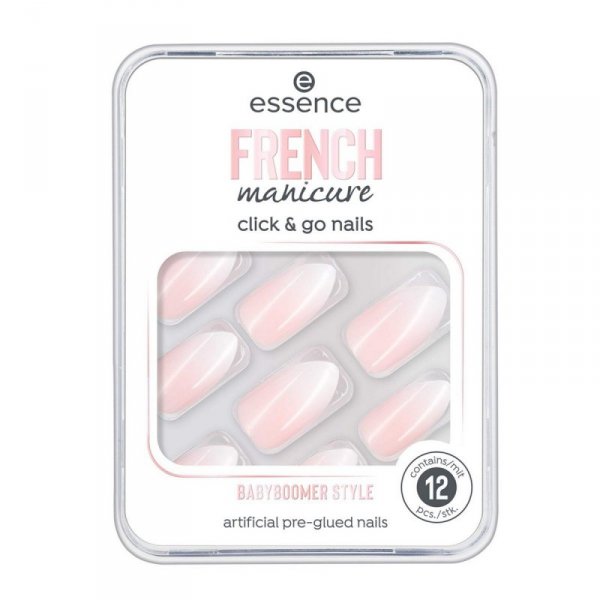 Sztuczne paznokcie Essence Click & Go Nails 02-babyboomer style Francuski manicure 12 Sztuk