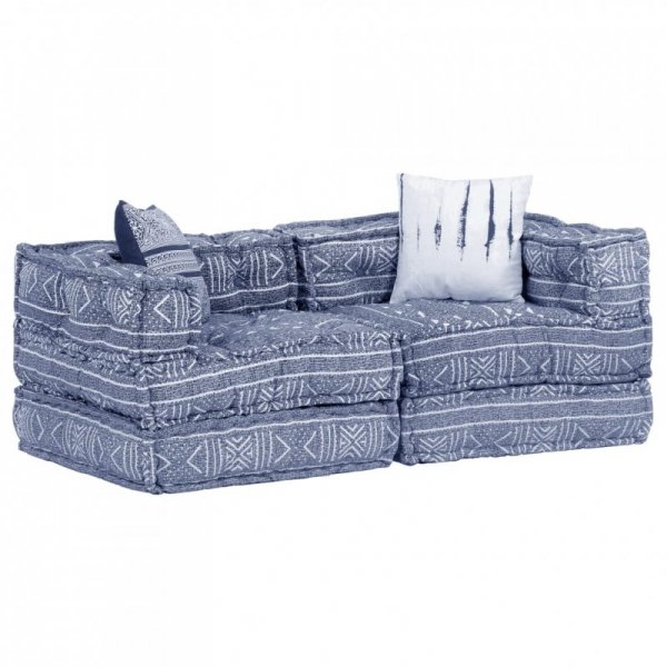 Puf modułowy, 2-osobowy, indygo, tkanina