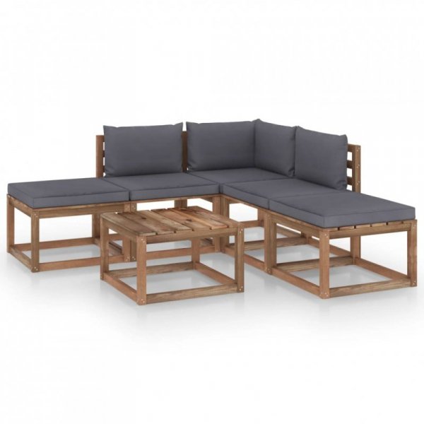 6-cz. zestaw wypoczynkowy do ogrodu z antracytowymi poduszkami