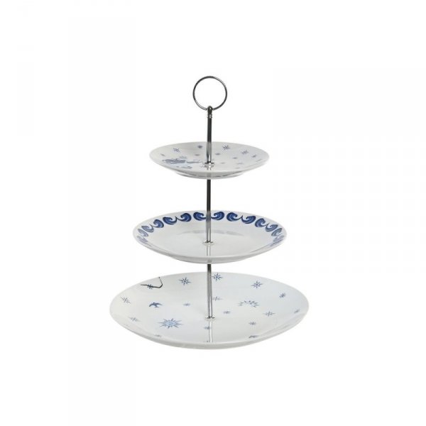 Miska na Owoce DKD Home Decor 27 x 27 x 34 cm Porcelana Niebieski Metal Biały