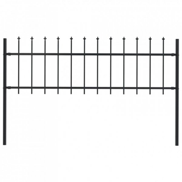 Panel ogrodzeniowy z grotami, 1,7 x 0,6 m, czarny