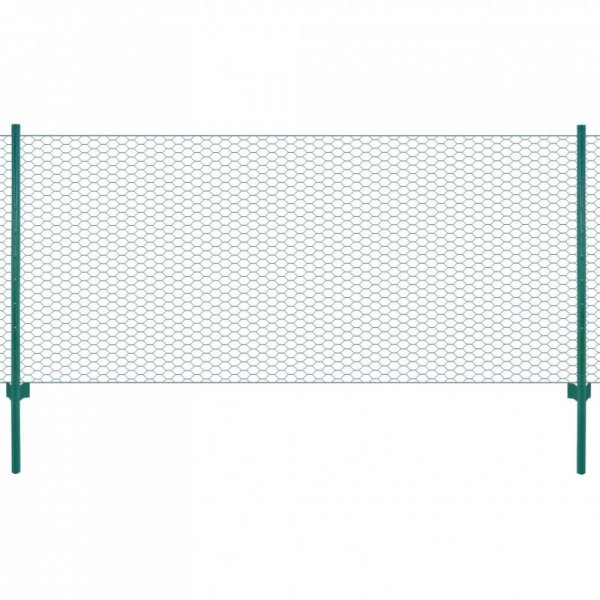 Siatka ogrodzeniowa ze słupkami, stal, 25 x 0,5 m, zielony