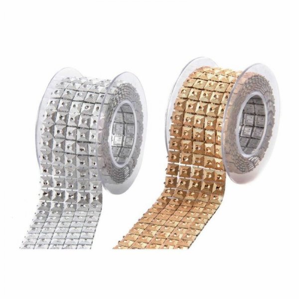 Dekoracja DKD Home Decor PVC Boże Narodzenie Złoty Srebrzysty (2 pcs) (150 x 4 x 0.1 cm)