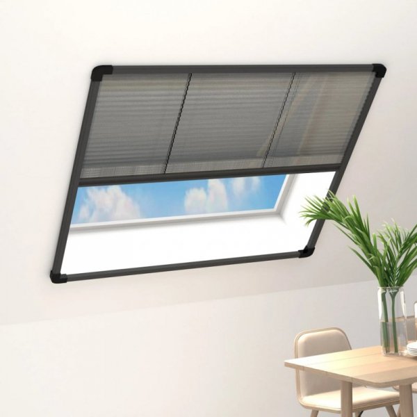 Plisowana moskitiera okienna, aluminium, antracyt, 130x100 cm