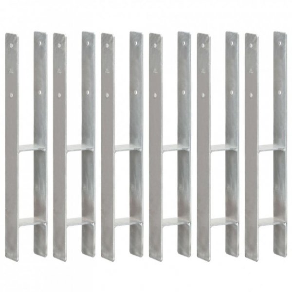Kotwy do słupków, 6 szt., srebrne, 8 x 6 x 60 cm, stal