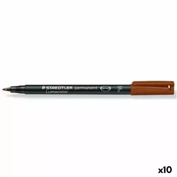 Marker permanentny Staedtler Lumocolor Brązowy (10 Sztuk)