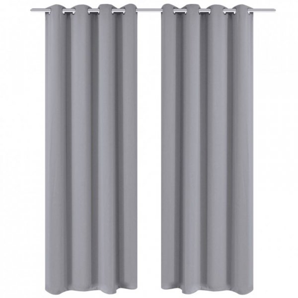 Zasłony zaciemniające z pierścieniami 2 szt., szare, 135x245 cm
