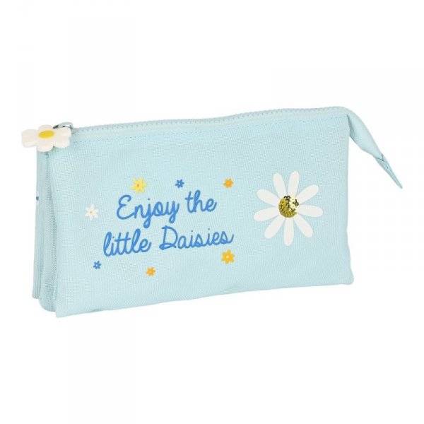 Piórnik Potrójny BlackFit8 Daisies Jasnoniebieski (22 x 12 x 3 cm)
