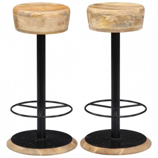 Stołki barowe, 2 szt., lite drewno mango