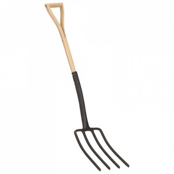 Widły ogrodnicze, uchwyt w kształcie YD, stal i drewno