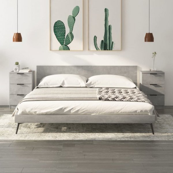 Szafki nocne, 2 szt., szarość betonu, 40x36x65 cm