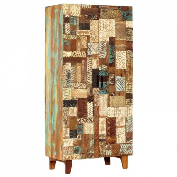 Ręcznie rzeźbiona szafa, 85x45x180 cm, lite drewno odzyskane