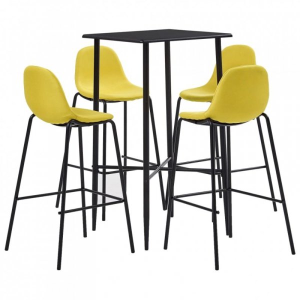 5-częściowy zestaw mebli barowych, tkanina, żółty