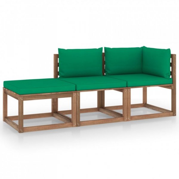 3-cz. zestaw wypoczynkowy z palet, z poduszkami, sosna