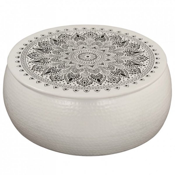 Stolik kawowy z młotkowanego aluminium, 70 x 30 cm, biały