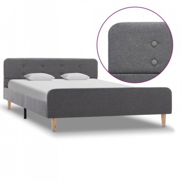 Rama łóżka, jasnoszara, tapicerowana tkaniną, 120 x 200 cm