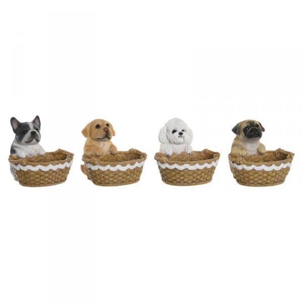 Figurka Dekoracyjna DKD Home Decor Pies Koszyk 17,5 x 17,5 x 15 cm (4 Sztuk)