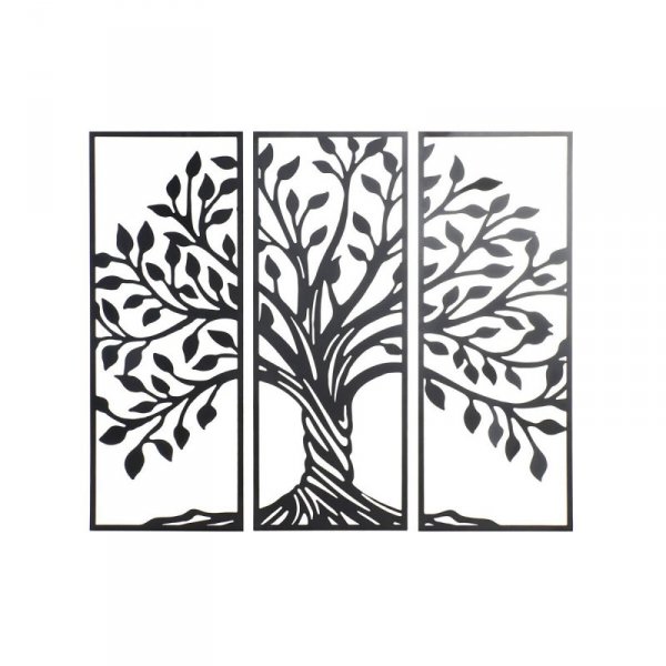 Dekoracja ścienna DKD Home Decor (3 Części) Drzewo Metal (105 x 1,3 x 91 cm)