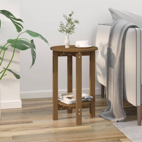 Stolik kawowy, miodowy brąz, Ø 40x60 cm, lite drewno sosnowe