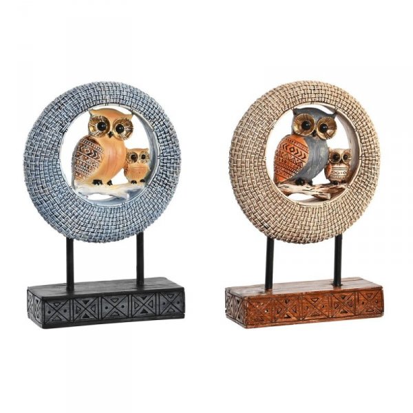 Figurka Dekoracyjna DKD Home Decor 16,5 x 6 x 25,5 cm Beżowy Sowa Niebieski Boho (2 Sztuk)
