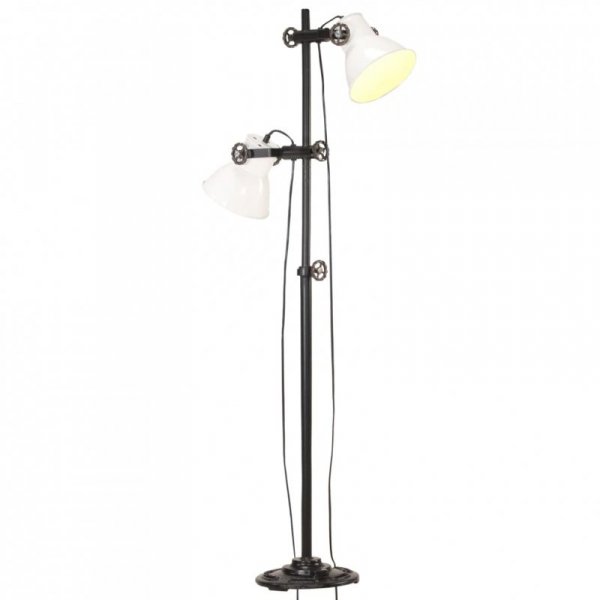 Lampa podłogowa z 2 kloszami, biała, E27, żeliwo