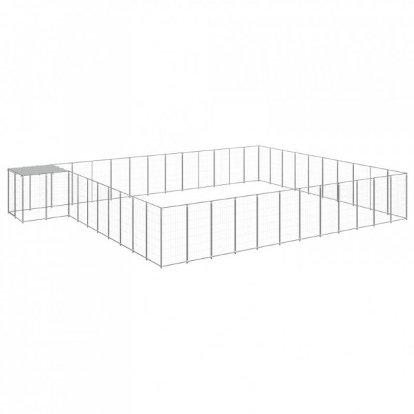 Kojec dla psa, srebrny, 37,51 m², stalowy