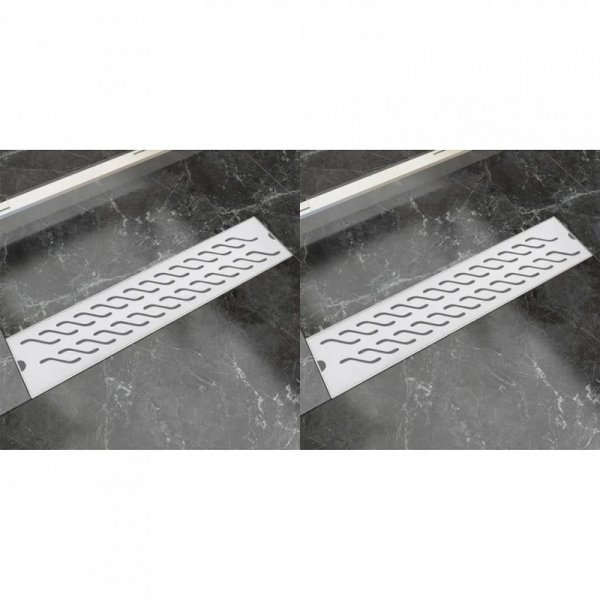 Odpływ prysznicowy liniowy, 2 szt., fale, 530x140 mm, stal
