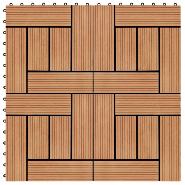 Płytki tarasowe, 11 szt., WPC, 30 x 30 cm, 1 m², kolor tekowy