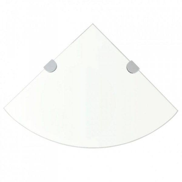 Półki narożne, 2 szt., chromowane wsporniki, szklane, 25x25 cm