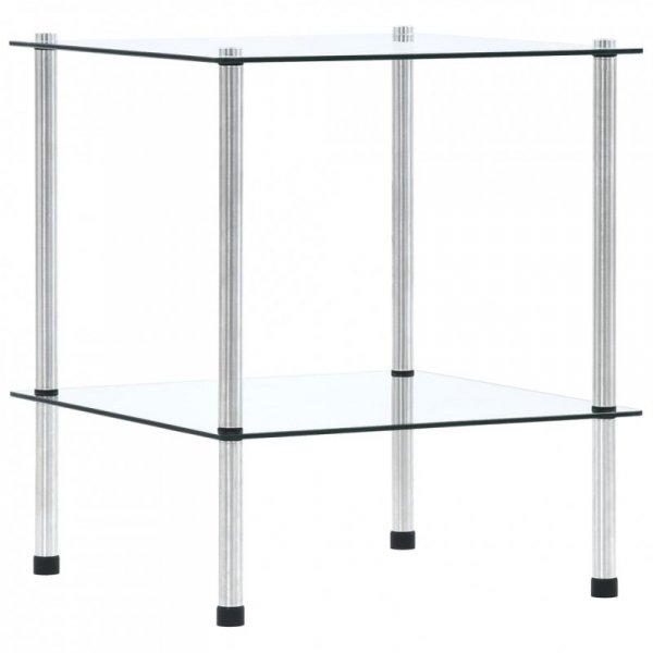 2-poziomowa półka, przezroczysta, 40x40x47 cm, szkło hartowane